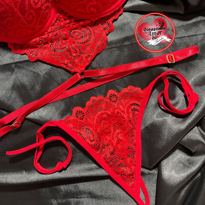 Conjunto Lencería Copa Donabella | Brasier Estructurado en Encaje + Tanga Sensual con Pago Contra Entrega en Colombia