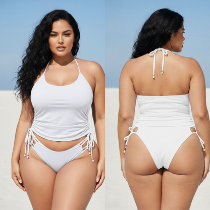 TANKINI BLUSA HAWAI Premium Moldeador para Mujer | Traje de Baño 2 Piezas con Soporte y Pago Contra Entrega Colombia