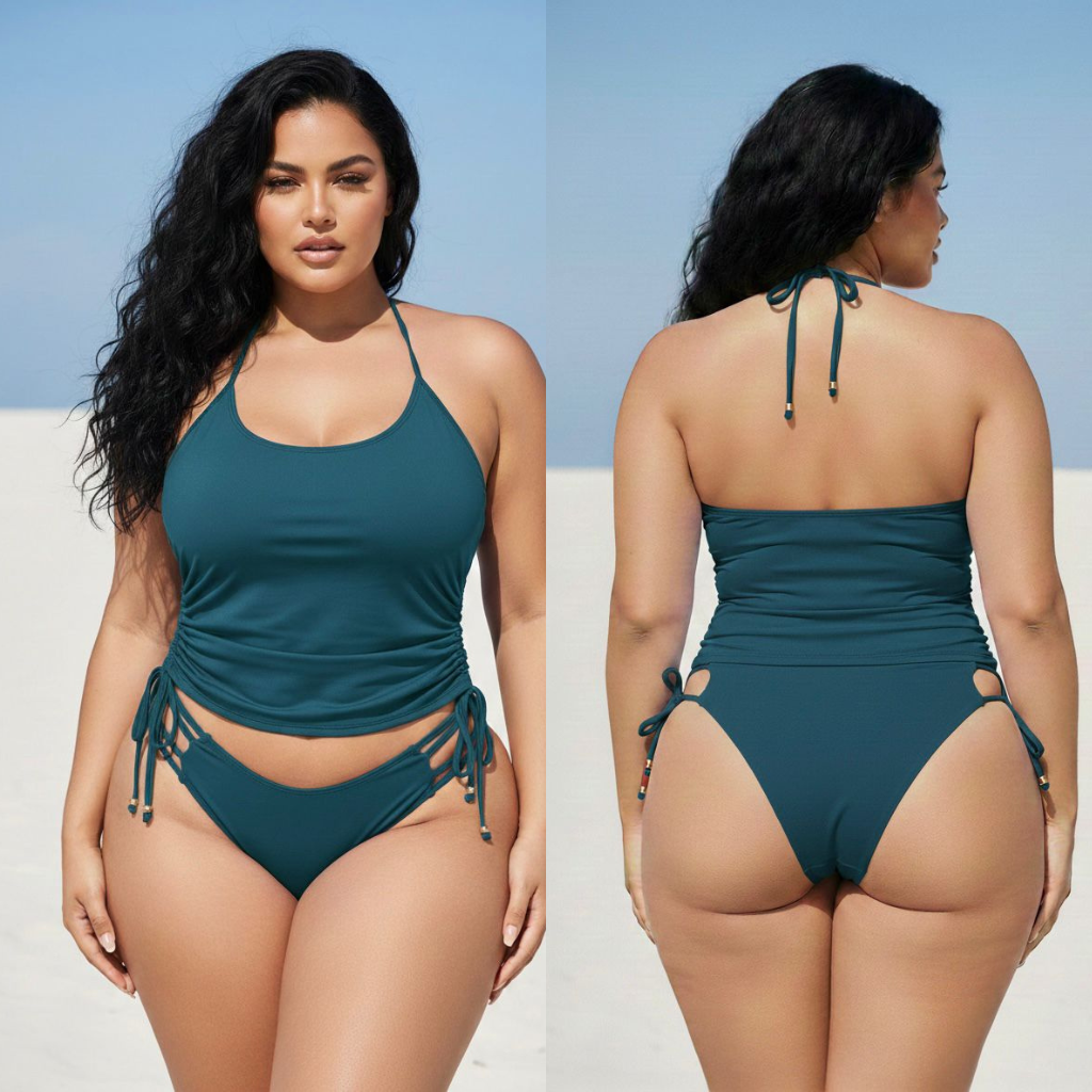 TANKINI BLUSA HAWAI Premium Moldeador para Mujer | Traje de Baño 2 Piezas con Soporte y Pago Contra Entrega Colombia