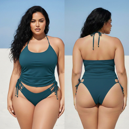 TANKINI BLUSA HAWAI Premium Moldeador para Mujer | Traje de Baño 2 Piezas con Soporte y Pago Contra Entrega Colombia