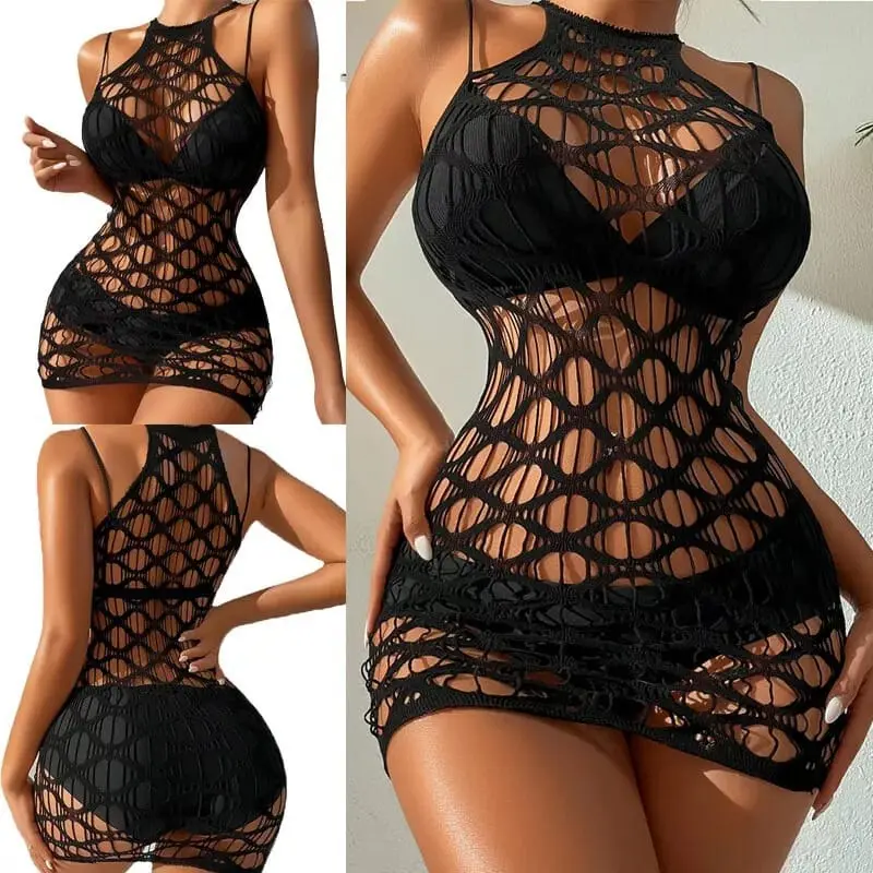 Salida de Baño Mujer Malla Sexy Donabella | Vestido Playero Transparente Premium – Pago Contra Entrega Colombia