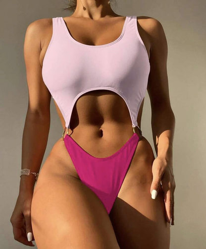 Vestido de Baño Diva Trikini Bicolor Premium para Mujer | Diseño Moldeador Rosa y Blanco con Pago Contra Entrega Colombia